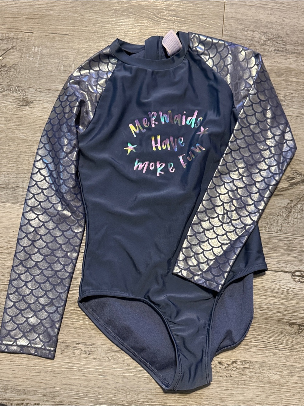 More Than Magic Navy & Iridescent Mermaid-Scale Long Sleeve Rashguard